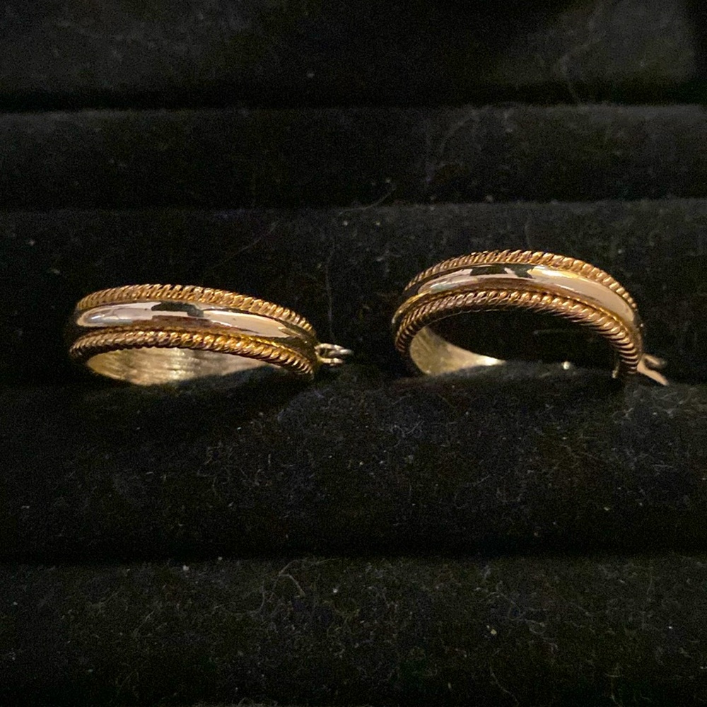 Silver & Goldtone Hoop Earrings with Clasp Closure